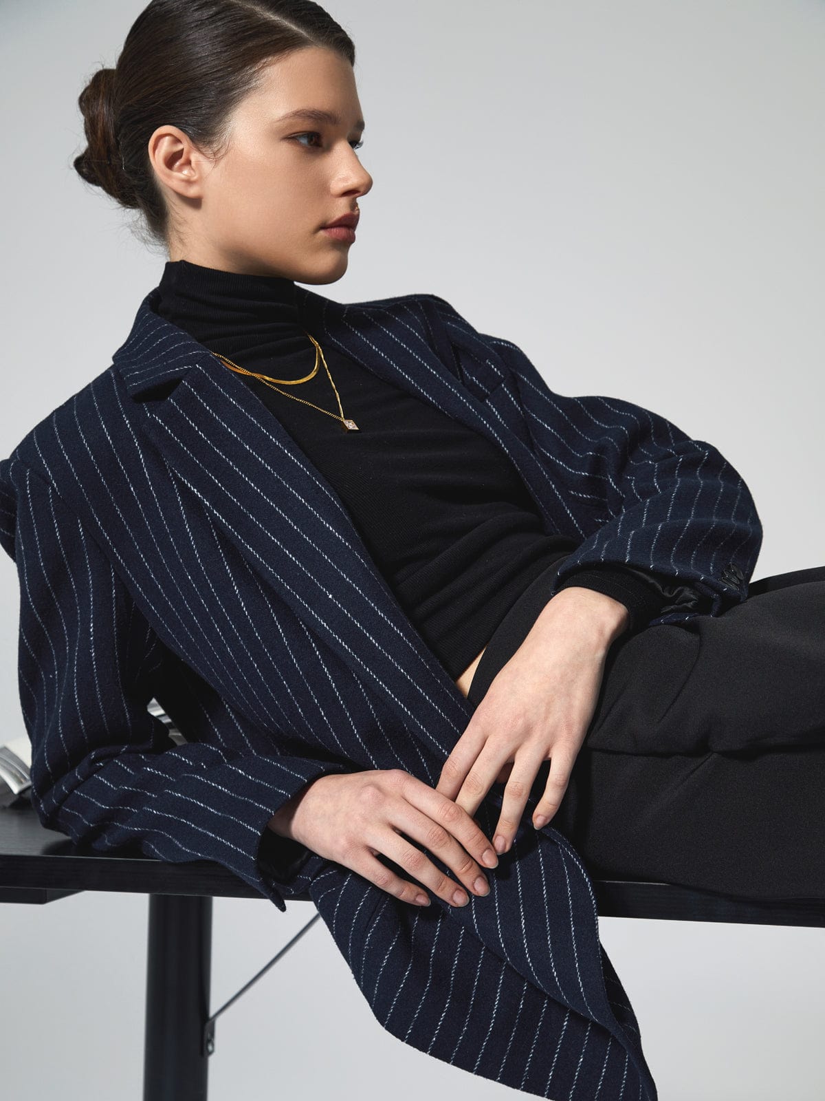 Stilla | Klassisk Navy Nålestribet Blazer til Kvinder