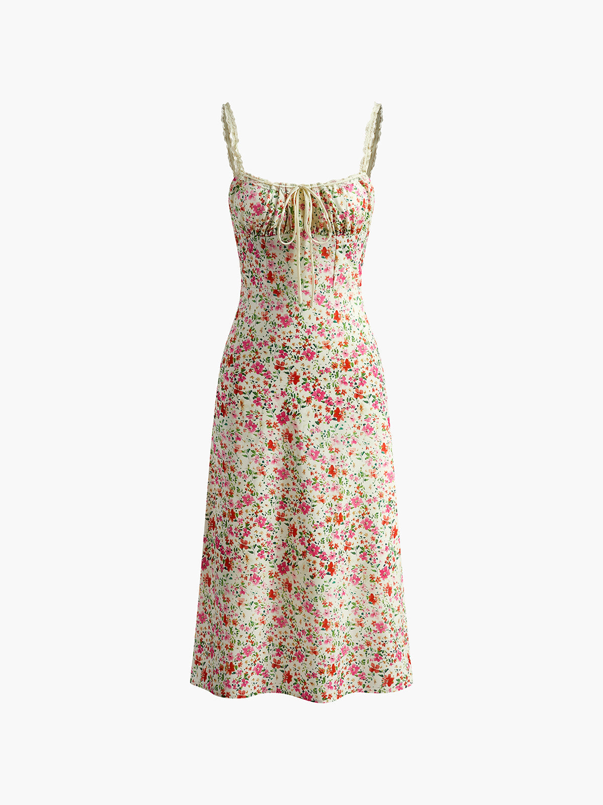 Stilla | Trim Cami Midi Dress Slimfit Elegante Blomst Detaljer Perfekt Til Sommerfester