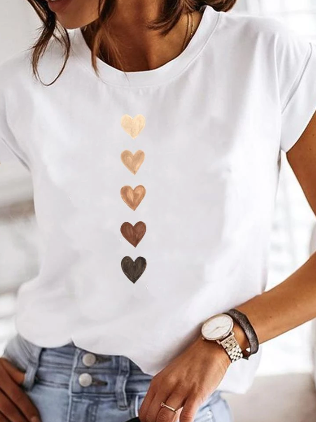 Stilla | Rosalinda Stilfuld T-shirt Med Hjertemotiv