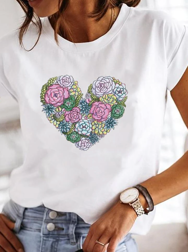 Stilla | Rosalinda Stilfuld T-shirt Med Hjertemotiv