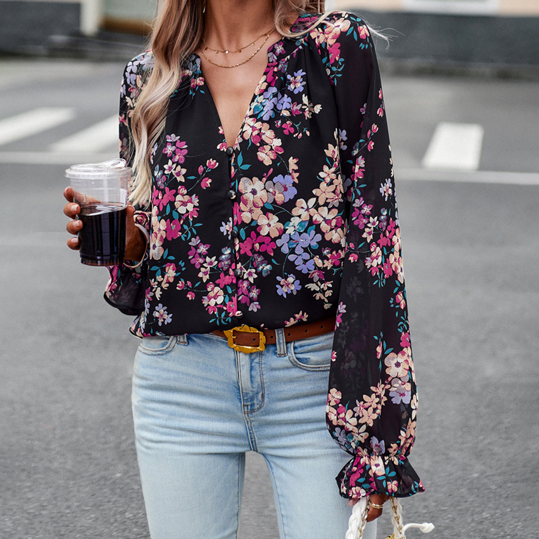 Stilla | Trendy Blomstret og Elegant Bluse til Kvinder