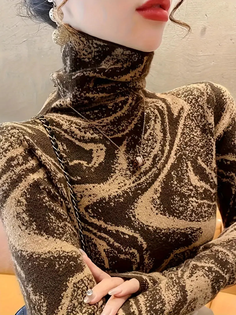 Stilla | Stribet, Farvet Turtleneck, Elegant, Langærmet Slim-pullover