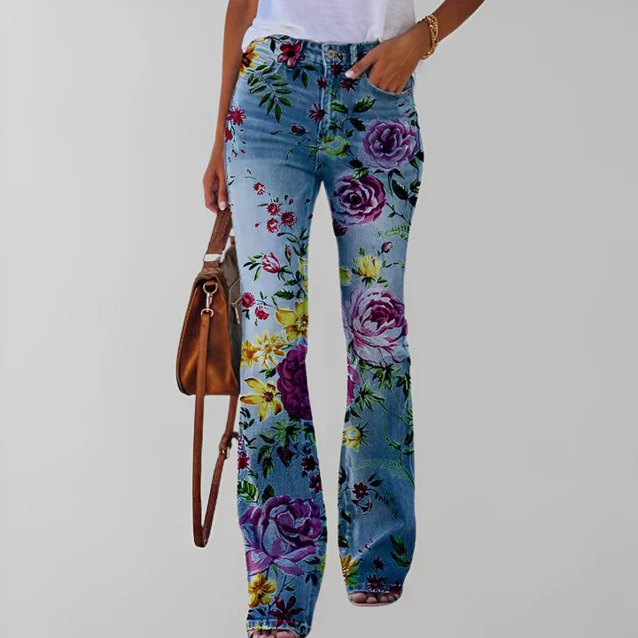 Stilla | Lige Jeans med Blomsterprint