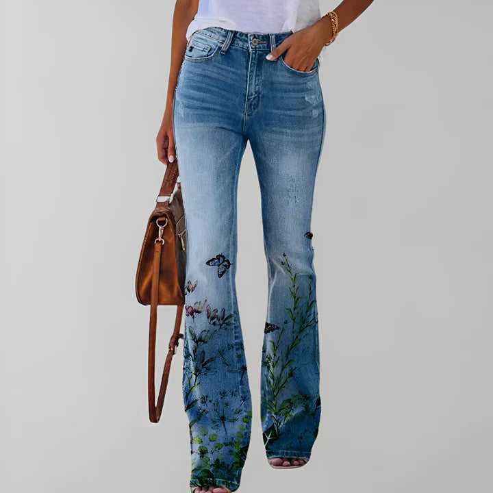 Stilla | Lige Jeans med Blomsterprint