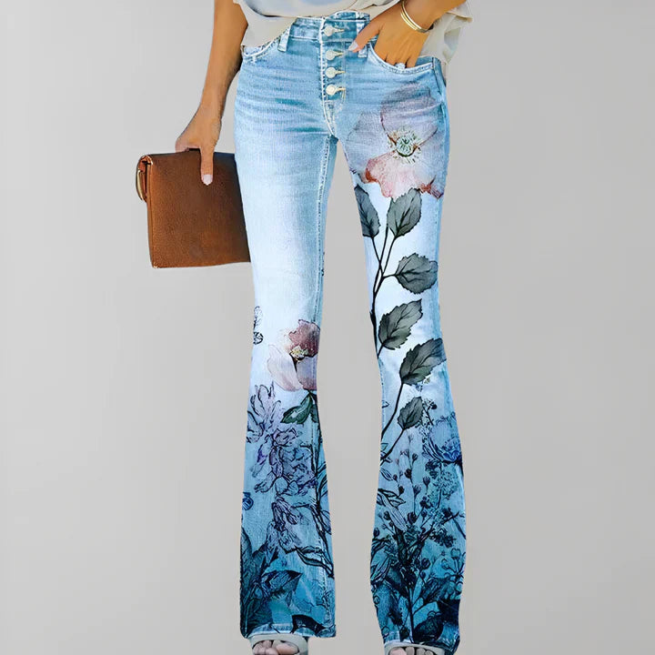 Stilla | Lige Jeans med Blomsterprint