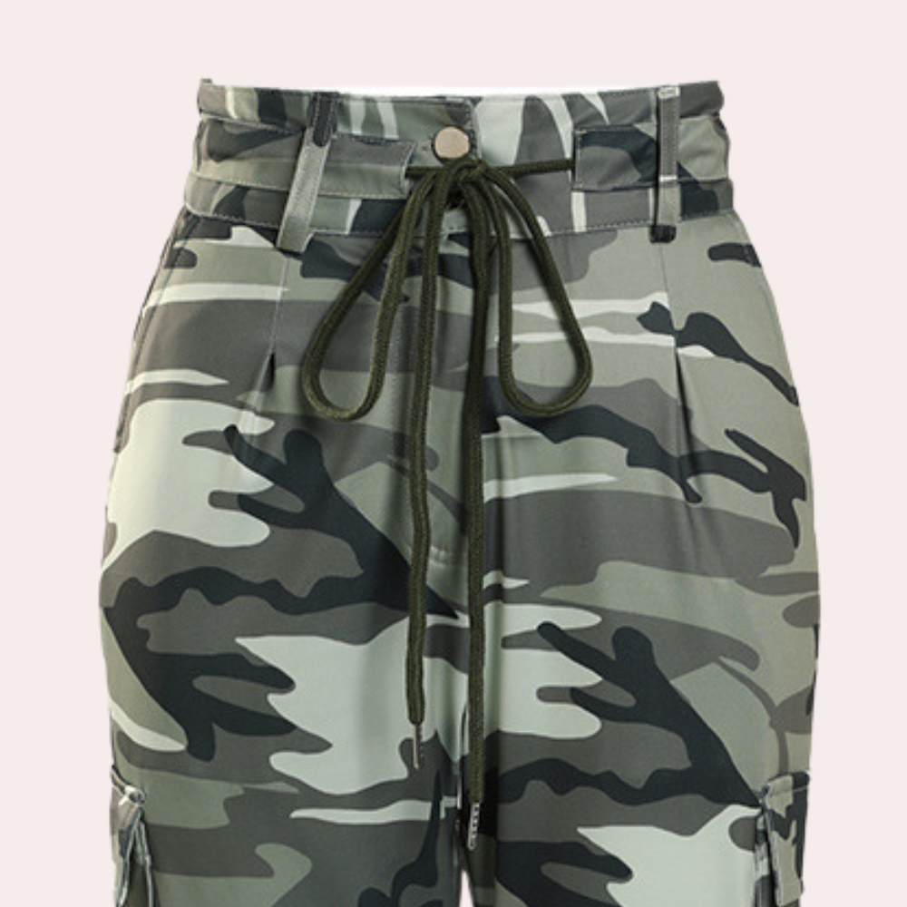 Stilla | Modetrend Cargo Bukser Til Damer, Camouflage Print
