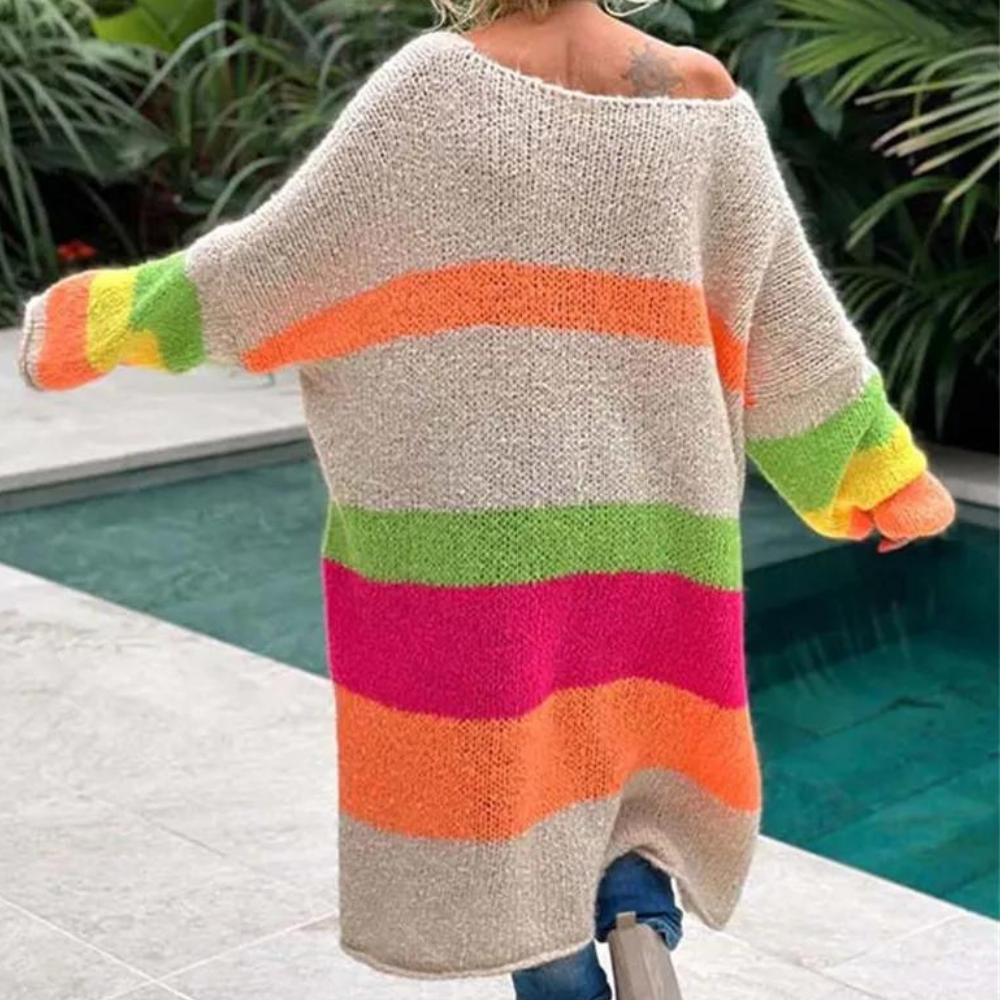 Stilla | Lang og Farverig Pullover til Kvinder