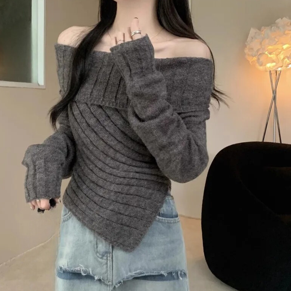 Stilla | Moderigtig Off-Shoulder-Strik Sweater Til Kvinder