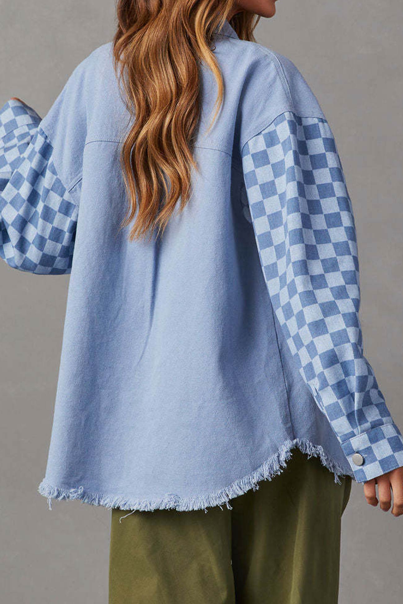 Stilla | Jeansjakke I Brugt Look Med Skakbræt Patchwork