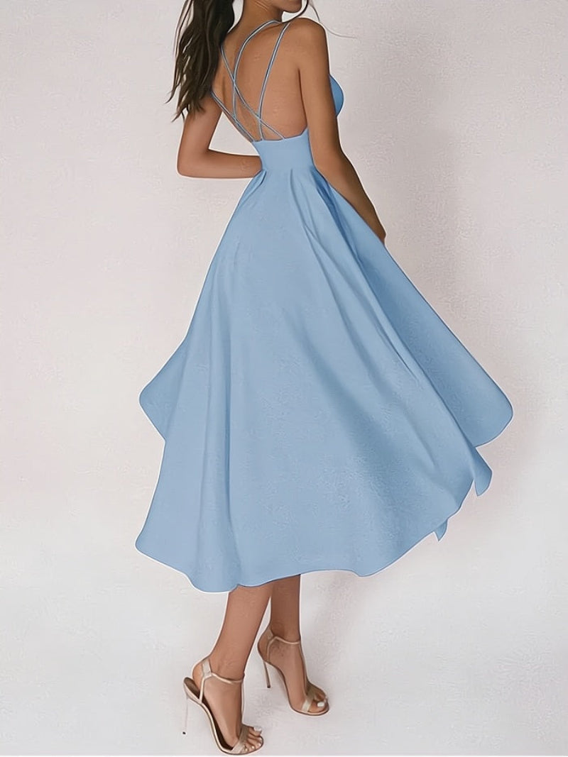 Stilla | Elegant Cinched Waist V-Hals Bryllupsgæst Kjole