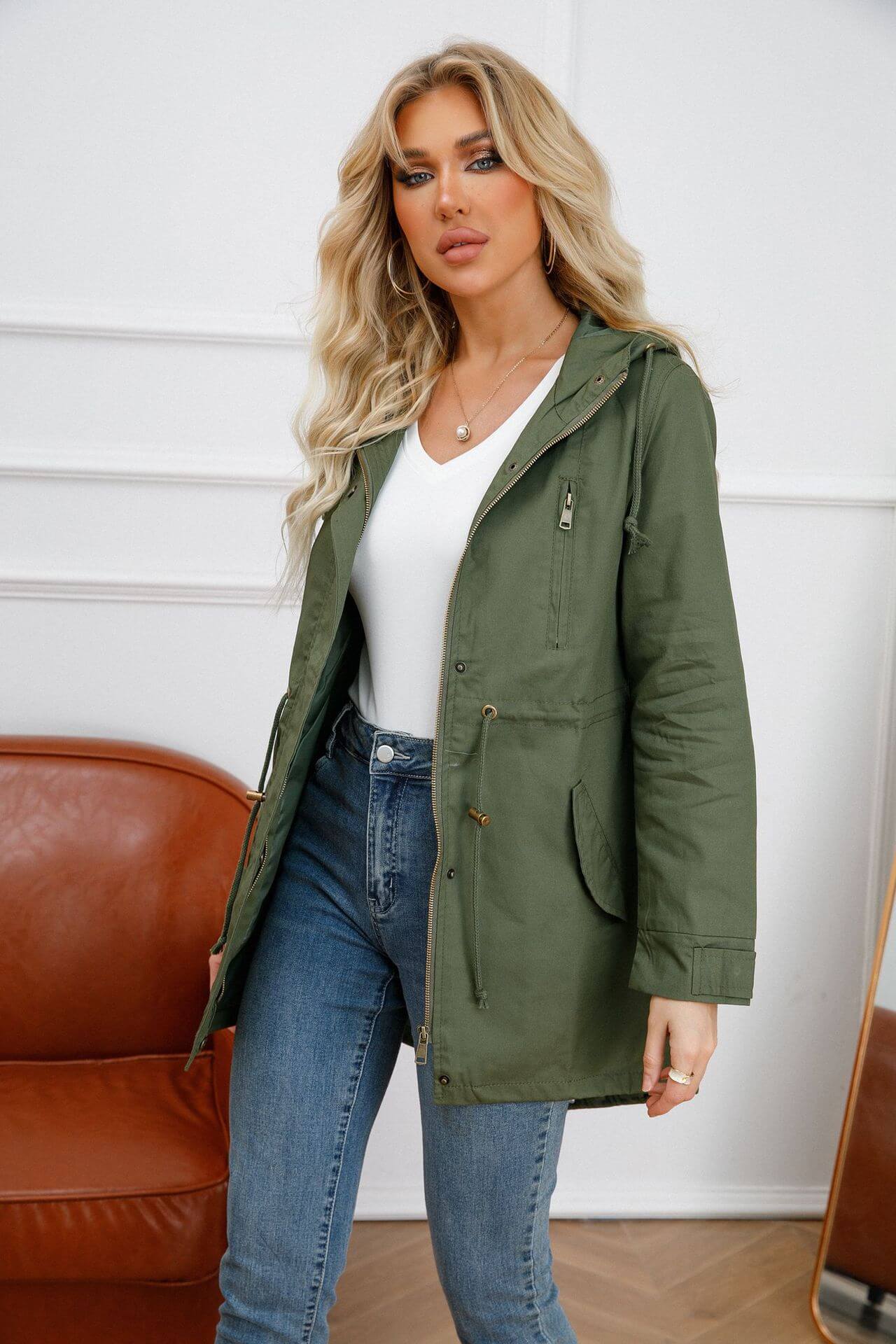 Stilla | Parka med hætte og talje
