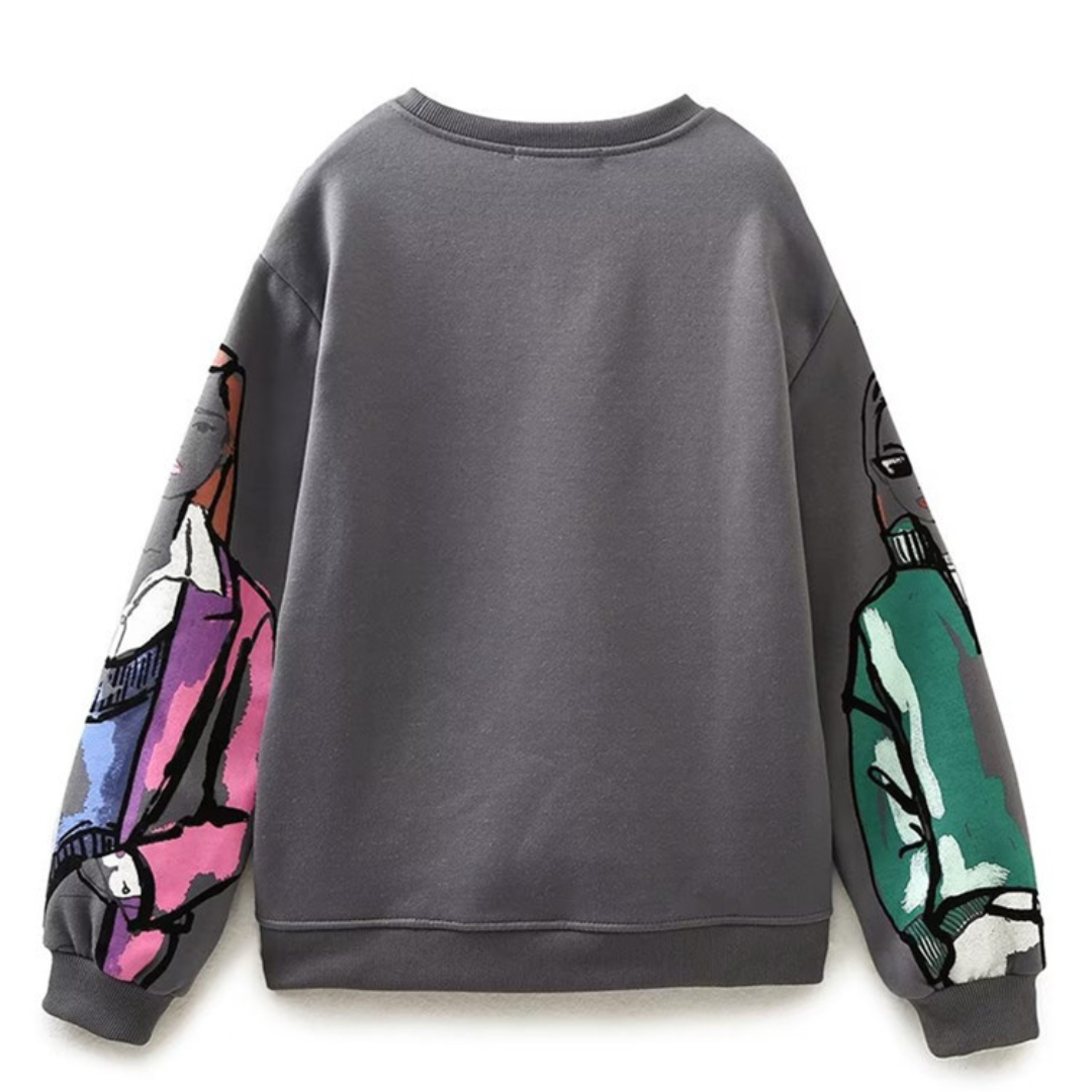 Stilla | Løs Sweater Med Uldprint