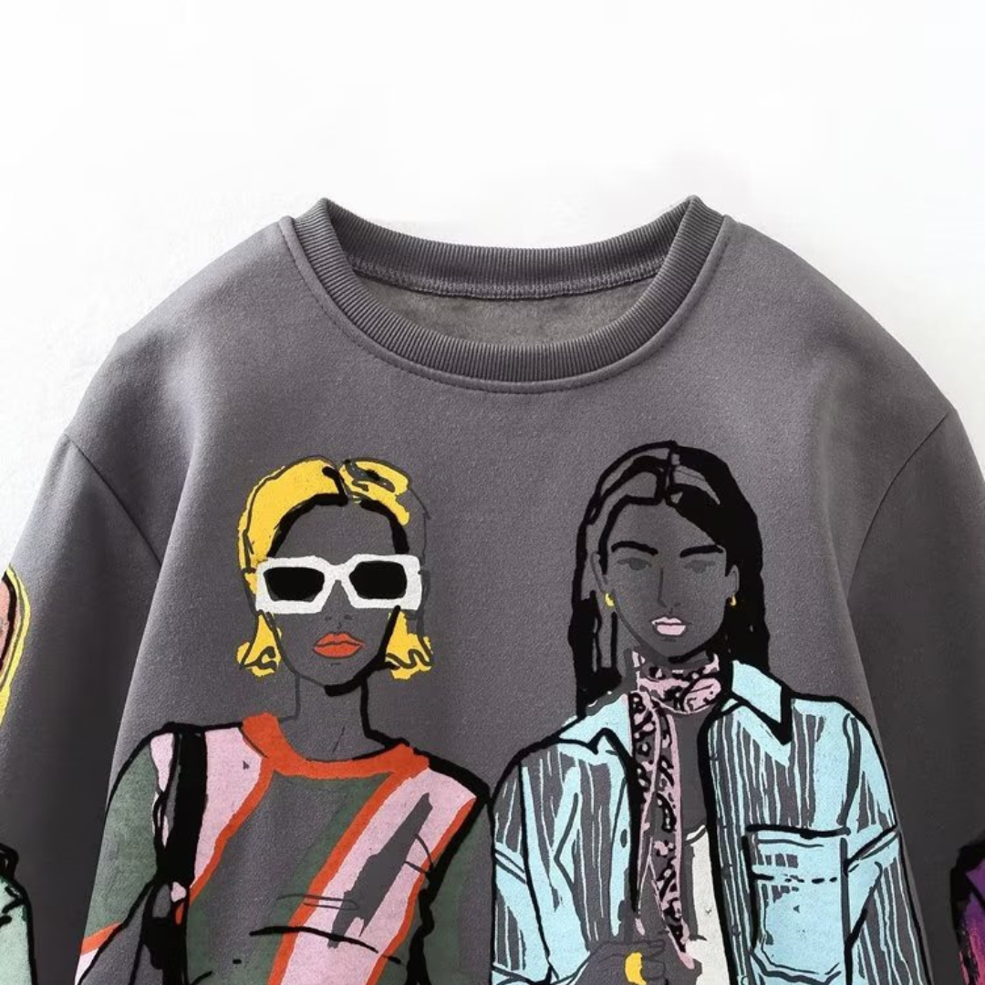 Stilla | Løs Sweater Med Uldprint