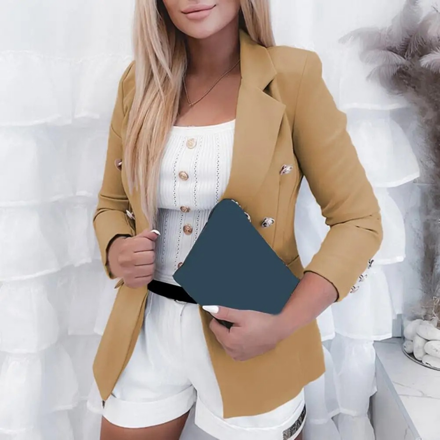 Stilla | Dobbeltternet Slim Fit Hvid Dame Blazer