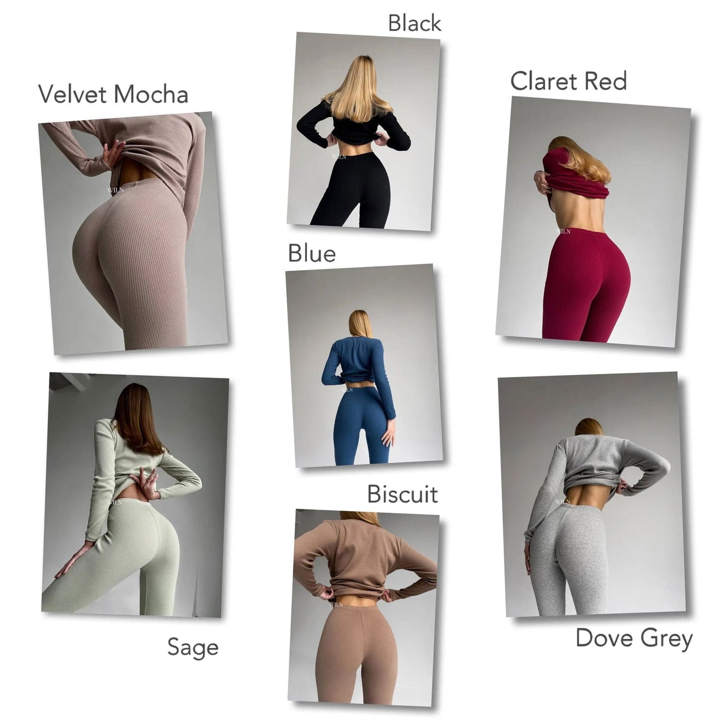 Stilla | Personaliseret Grå Ribbet Bomulds Loungewear Sæt