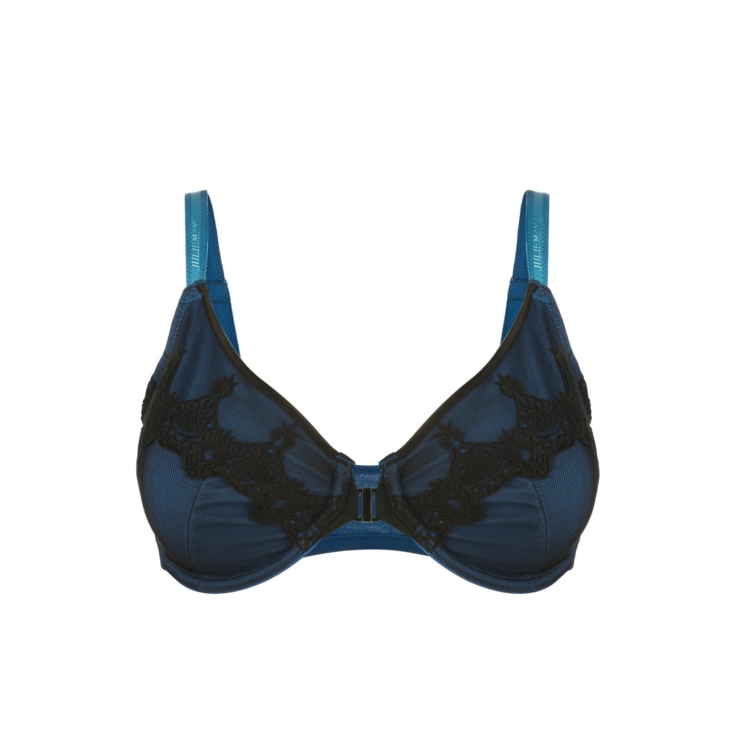 Stilla | Marineblå Silke & Økologisk Bomuld Frontlukning Fuldkop Underwire Bh