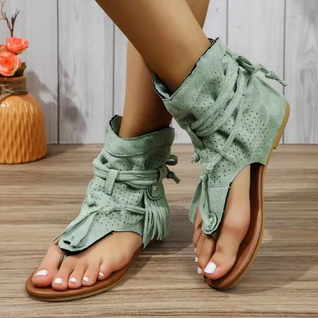 Stilla | Retro Årgang Suede Kvinders Sandaler