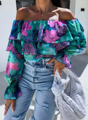 Stilla | Efterår Off Shoulder Lange ærmer Mode