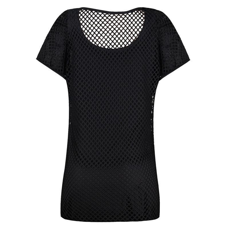 Stilla | Fishnet Mesh Dobbelt Lag Skjorte Top