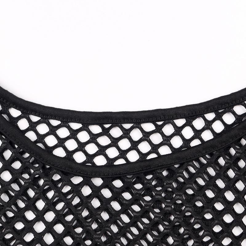 Stilla | Fishnet Mesh Dobbelt Lag Skjorte Top
