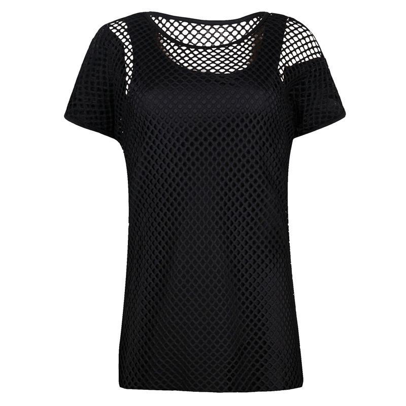 Stilla | Fishnet Mesh Dobbelt Lag Skjorte Top
