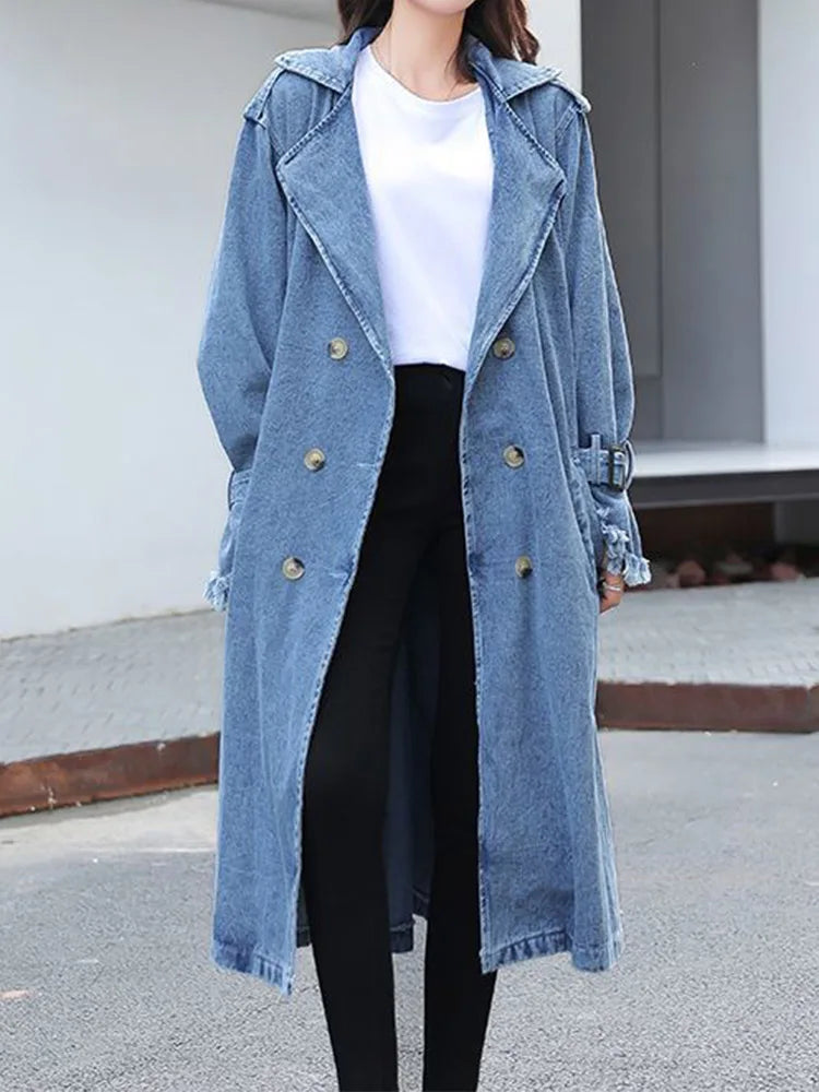 Stilla | Jeans-trenchcoat Med Dobbelt Knaplukning