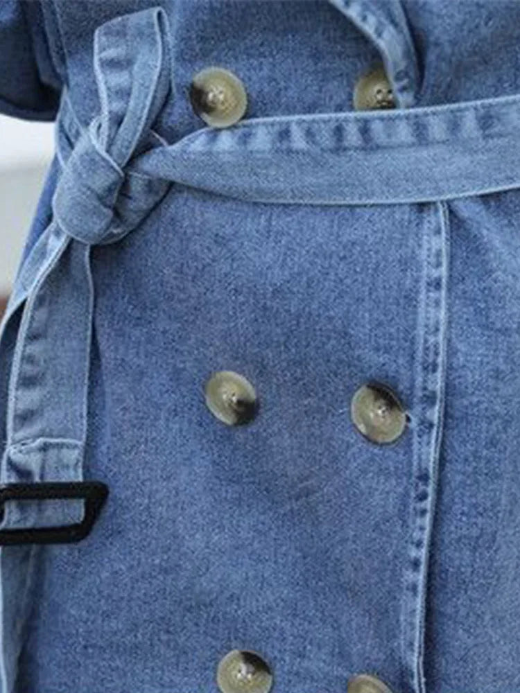 Stilla | Jeans-trenchcoat Med Dobbelt Knaplukning