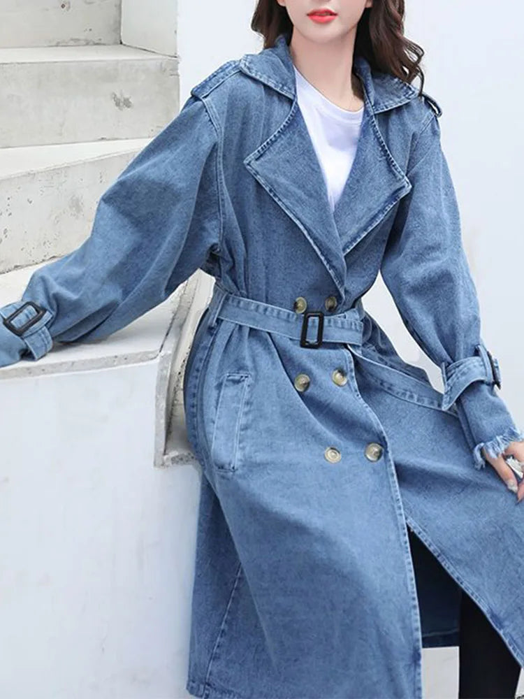 Stilla | Jeans-trenchcoat Med Dobbelt Knaplukning