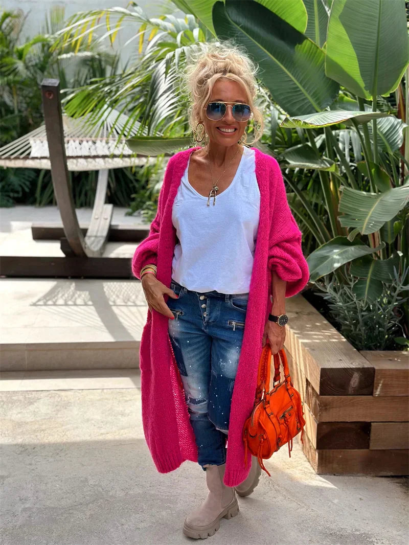 Stilla | Lang cardigan i hippie stil