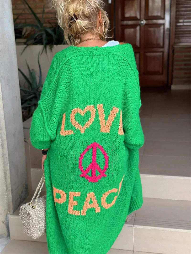 Stilla | Lang cardigan i hippie stil