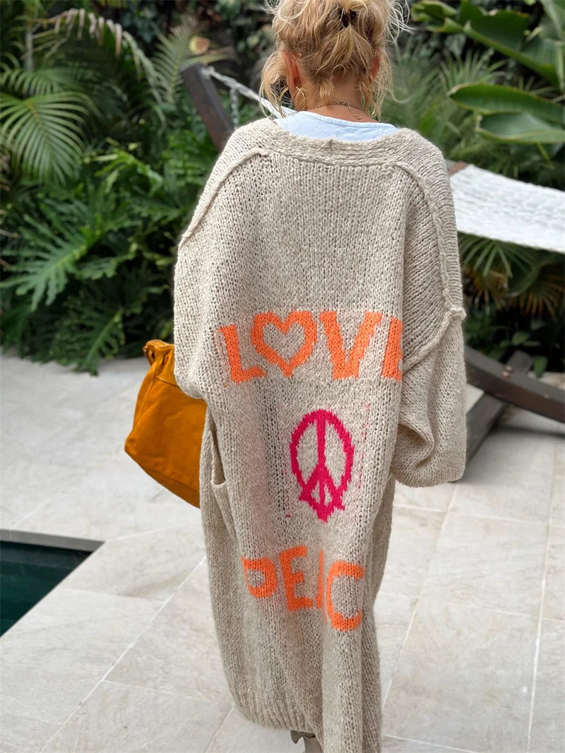 Stilla | Lang cardigan i hippie stil