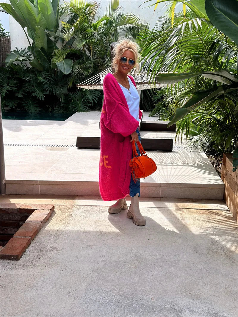 Stilla | Lang cardigan i hippie stil