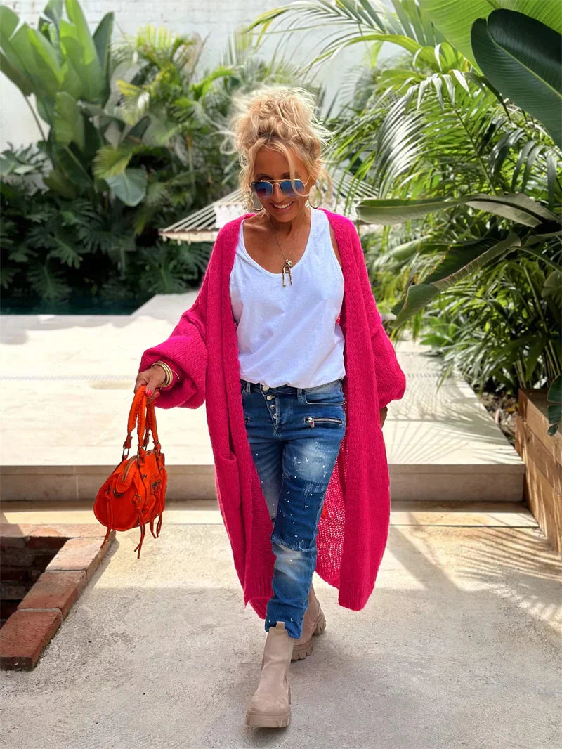 Stilla | Lang cardigan i hippie stil