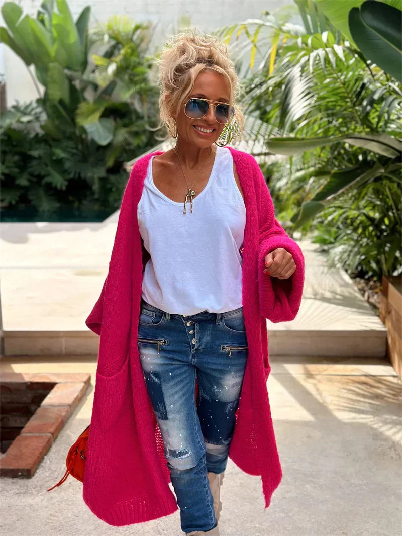 Stilla | Lang cardigan i hippie stil