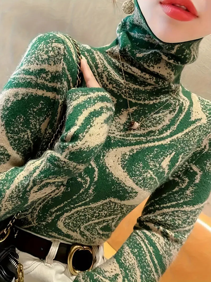 Stilla | Stribet, Farvet Turtleneck, Elegant, Langærmet Slim-pullover