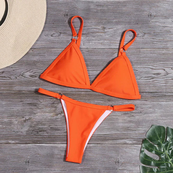 Stilla | Orange Bikini med Ringdetaljer