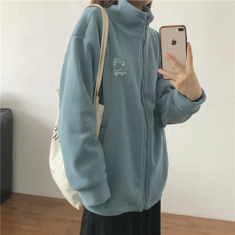 Stilla | Dame Oversized Sweatshirt Med Lynlås og Lommer