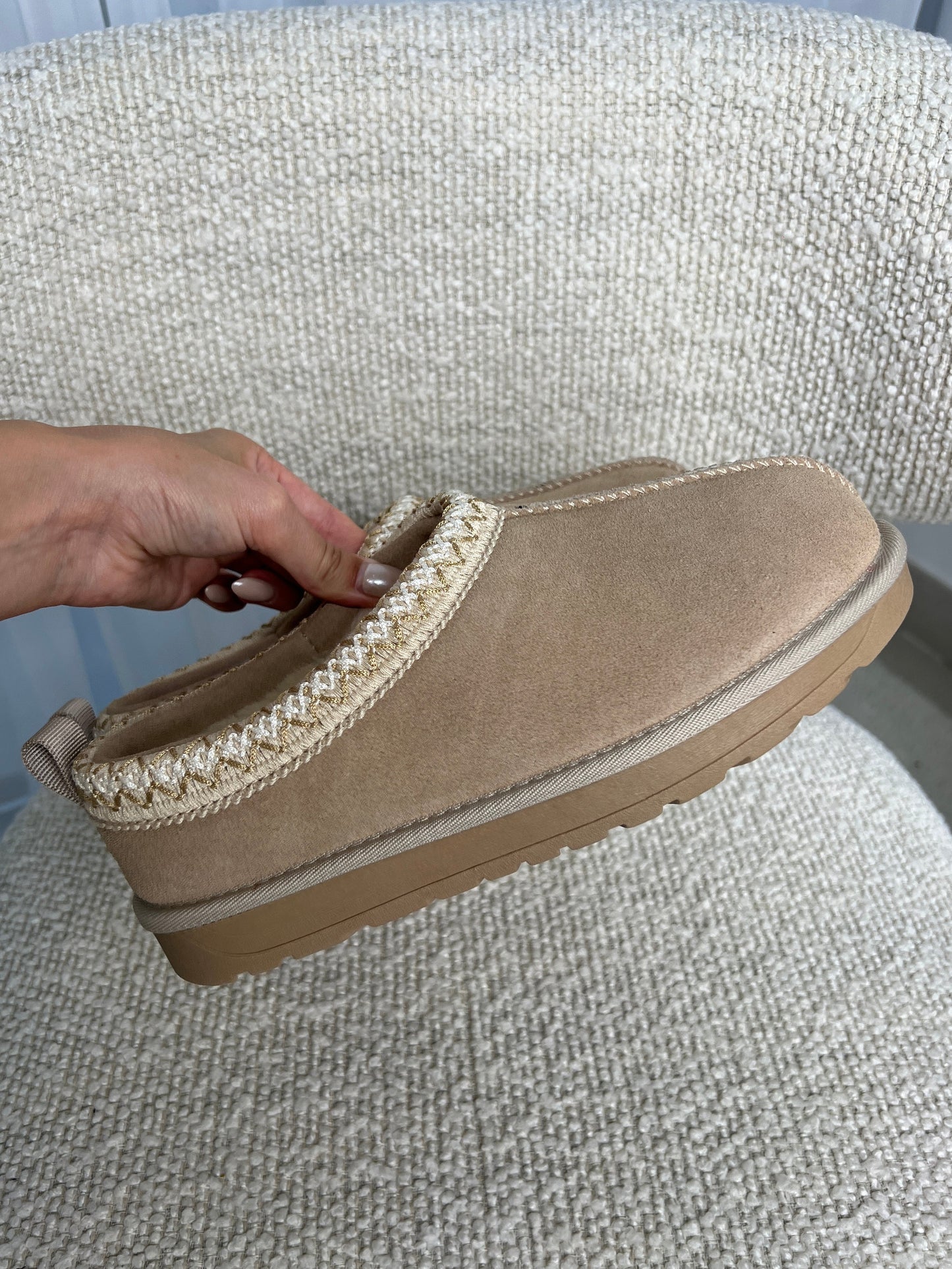 Stilla | Beige Hjemmesko med Plysfor