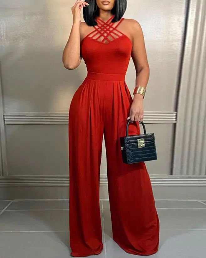 Stilla | Jumpsuit med grafiktryk og bredt ben