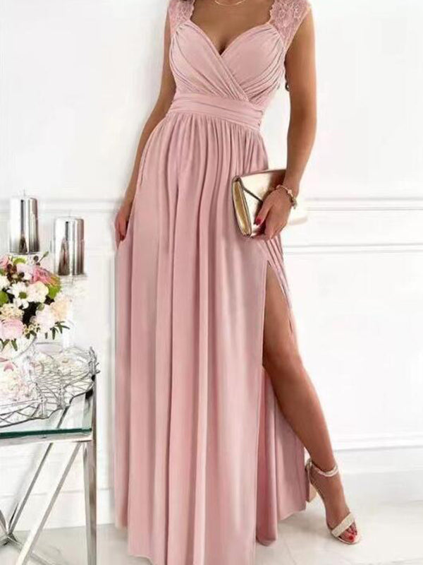 Stilla | Kjole Til Gravide for Patchwork Lace Side Split Without Back Elegante Maxi Dresses Dress