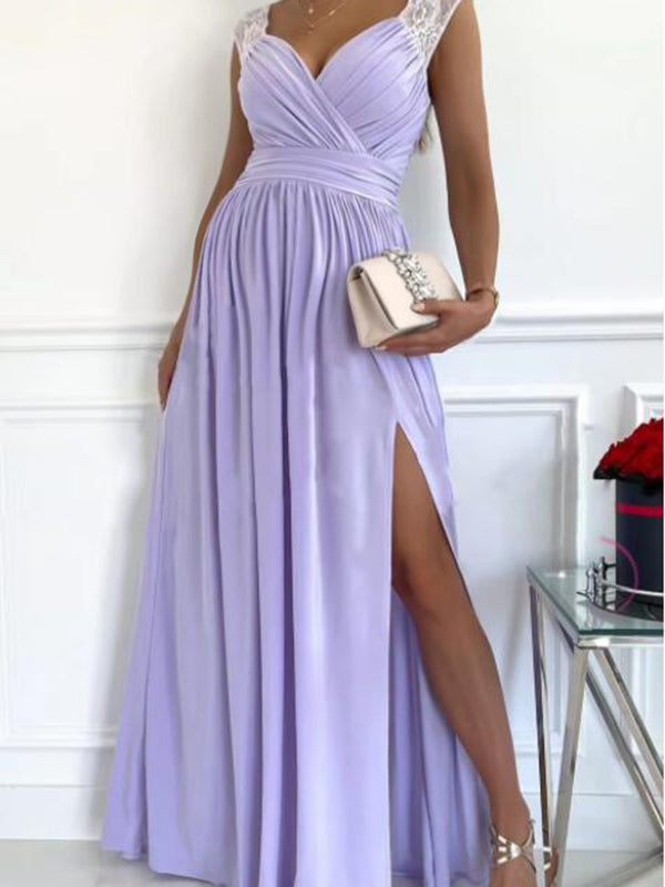 Stilla | Kjole Til Gravide for Patchwork Lace Side Split Without Back Elegante Maxi Dresses Dress