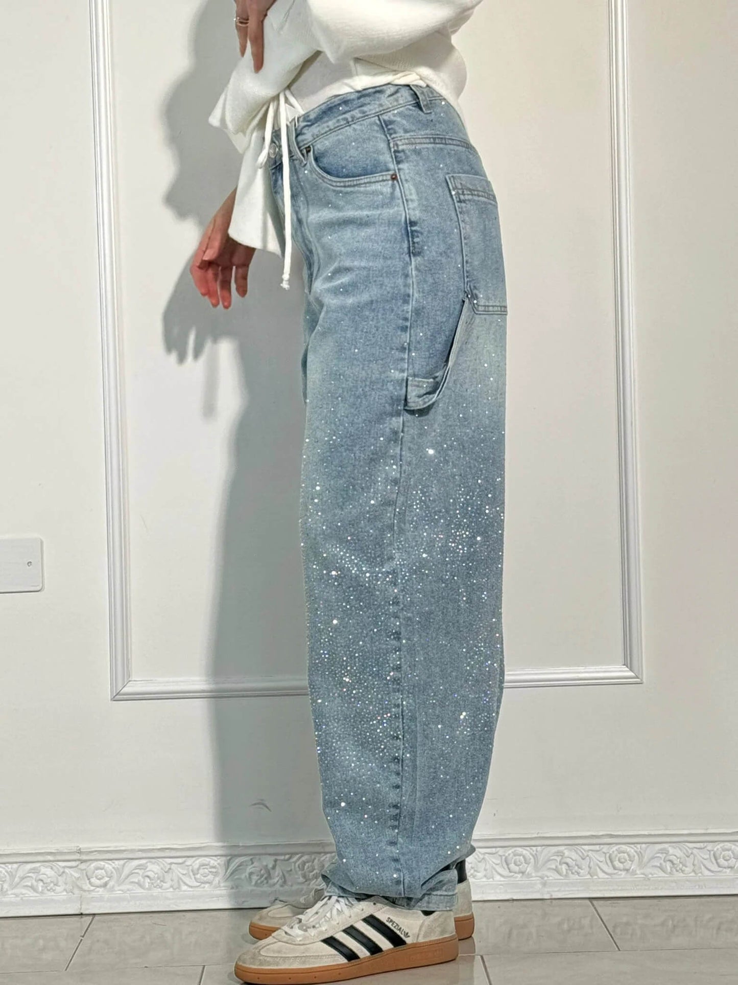 Stilla | Jeans Med Skinnende Detaljer Trendy Og Komfortable
