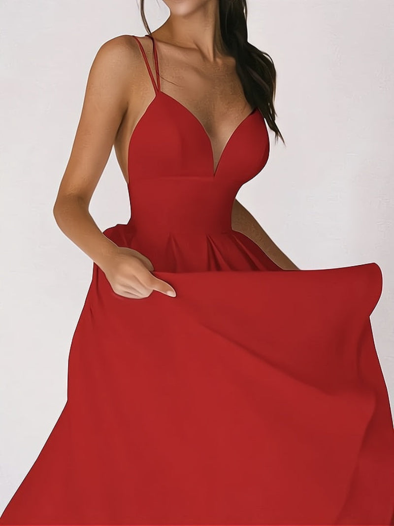 Stilla | Elegant Cinched Waist V-Hals Bryllupsgæst Kjole