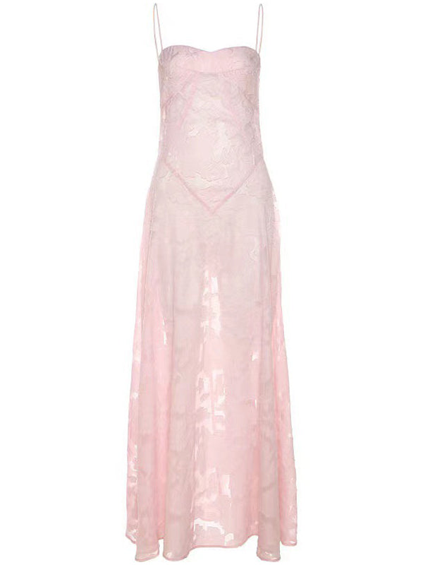 Stilla | Rosa Underkjole Lang Maternity Kjole Uden Ryg Fest Nat Ud Transparant Maternity Kjoler Elegante
