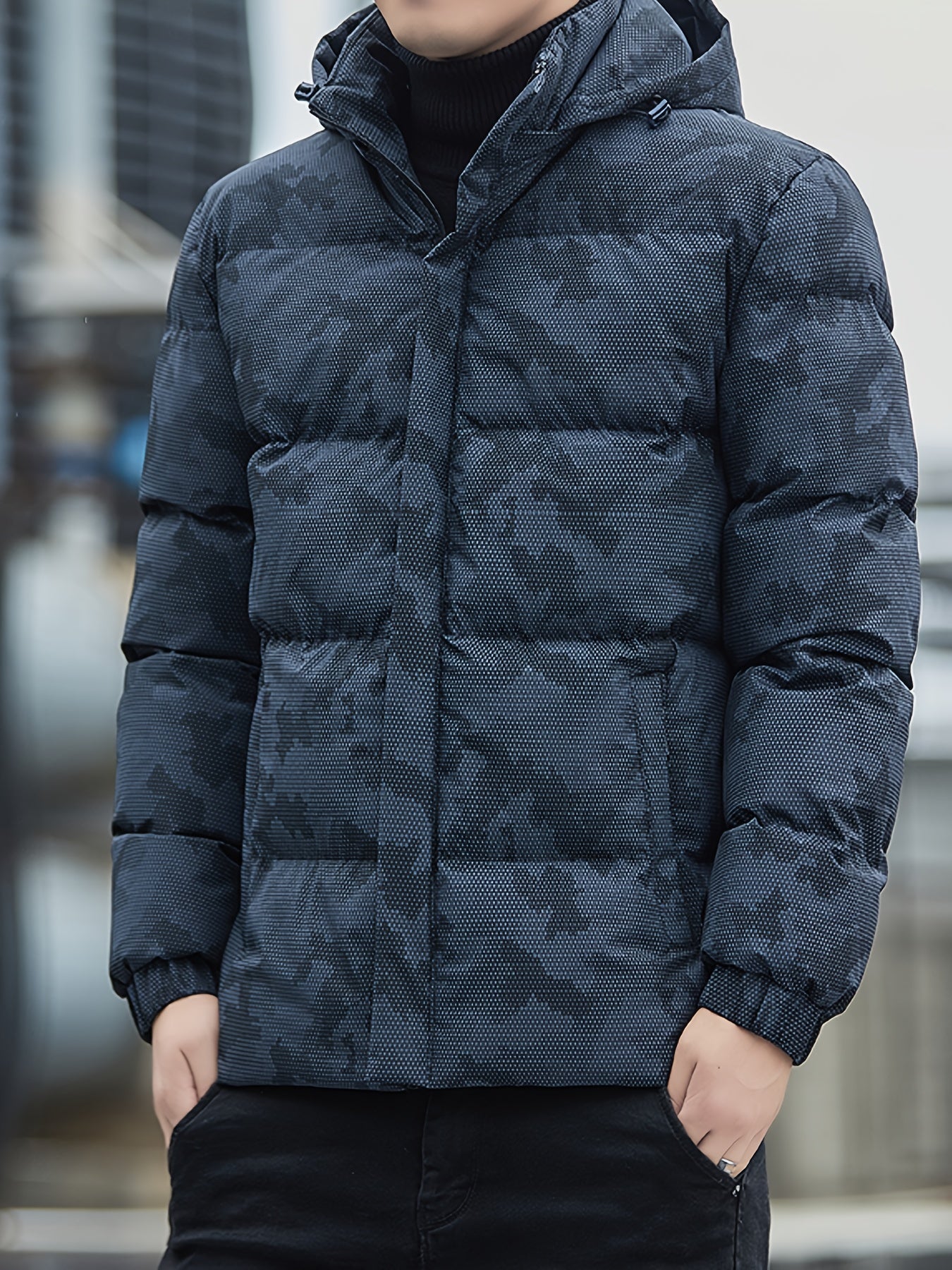 Stilla | Polstret Zip up Camouflage Jakke Med Hætte Til Herre