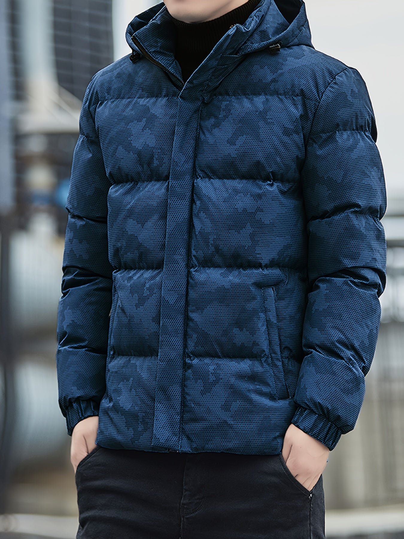 Stilla | Polstret Zip up Camouflage Jakke Med Hætte Til Herre