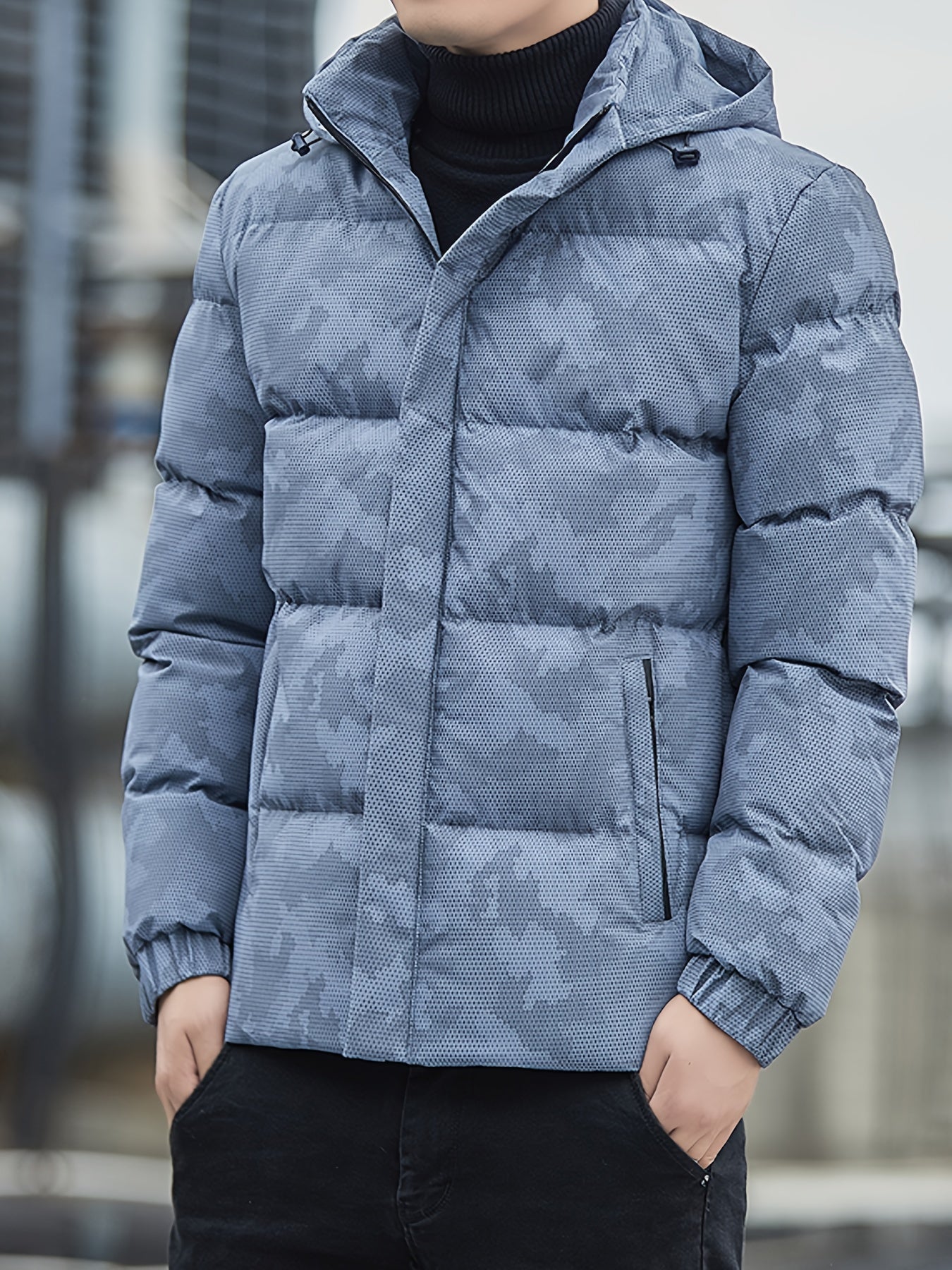 Stilla | Polstret Zip up Camouflage Jakke Med Hætte Til Herre