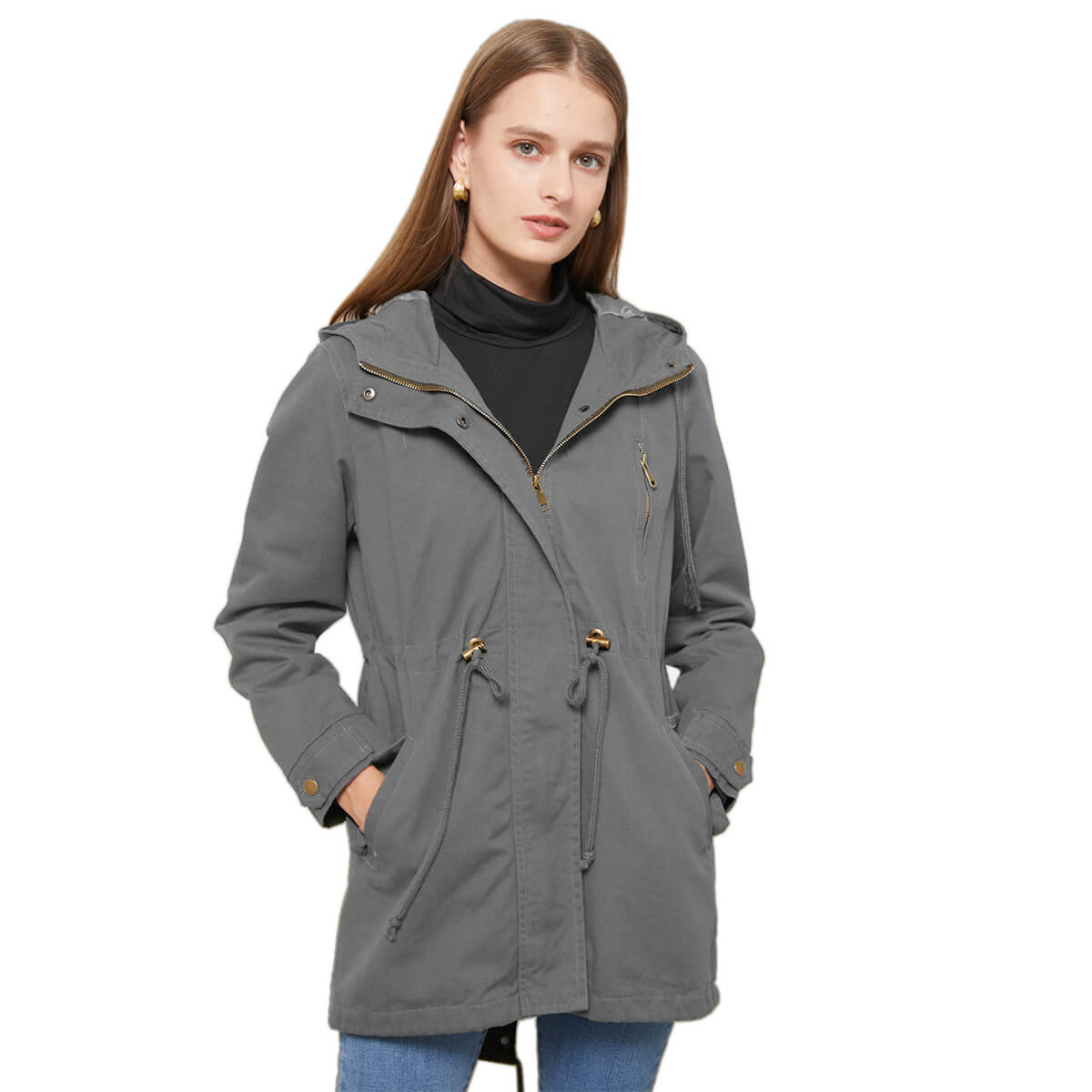 Stilla | Parka med hætte og talje