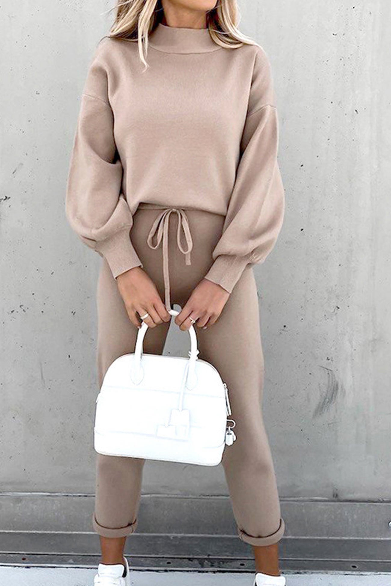 Stilla | Langeærmet Sweatshirt Jumpsuit Med Ståkrave Og Pufærmer