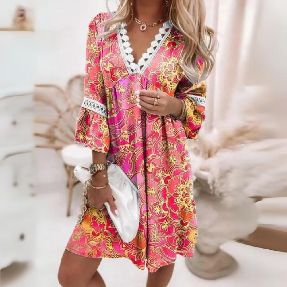 Stilla | Bohemian Kjole Med Blonder
